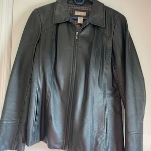 Women large leather coat